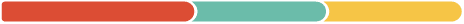 Horizontal three-segment progress bar: orange-red completed step, teal current step, and yellow upcoming step.